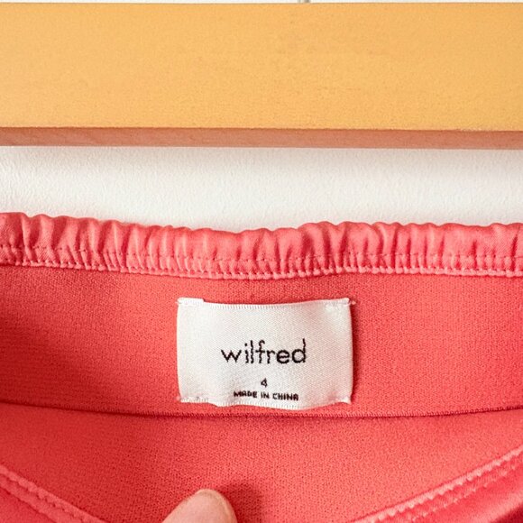 Aritzia Wilfred Sonnet Skirt Satin Midi Skirt with Lace Coral Pink Size 4 - Picture 3 of 5